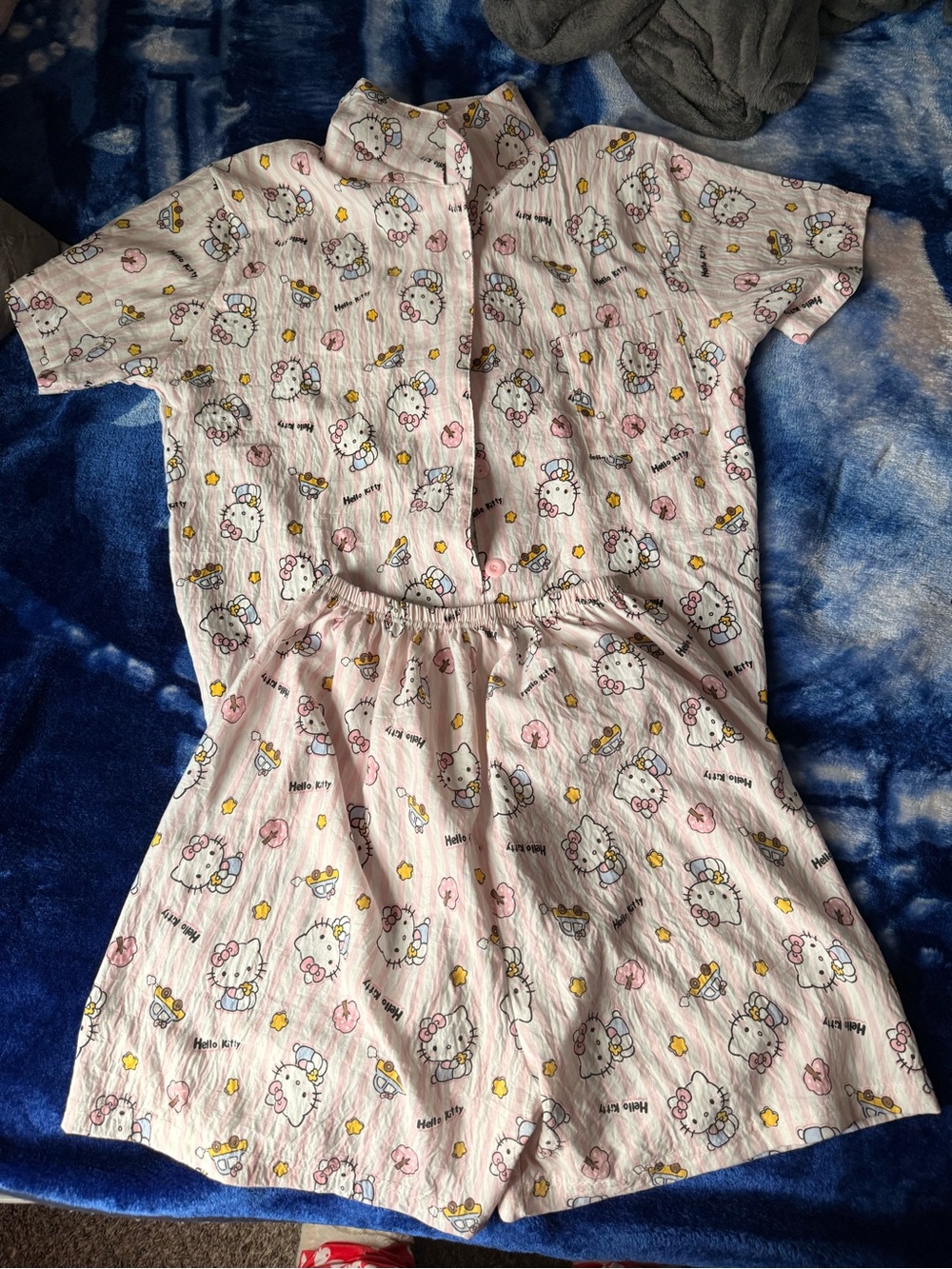 Hello Kitty Pink Short Sleeve Pajama Set with Yellow Accents